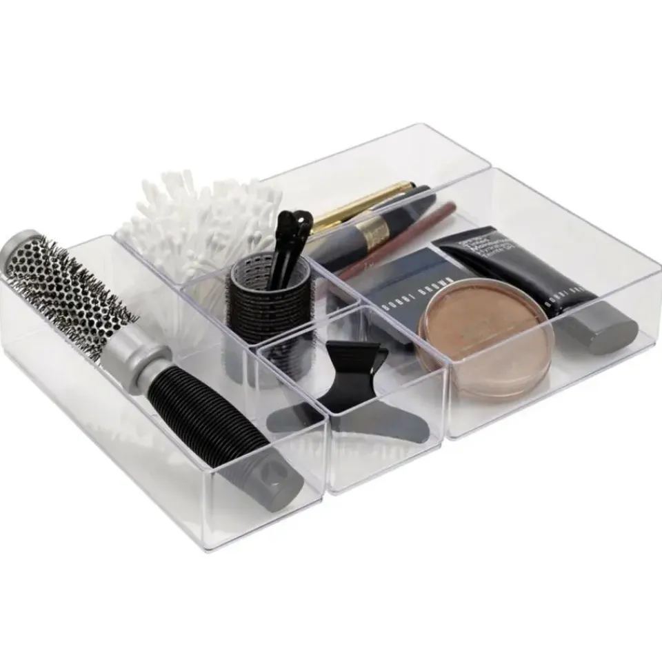 Merkloos Make-up organizer - 6-vaks - transparant acryl - 30 x 22,5 x 5 cm Hot