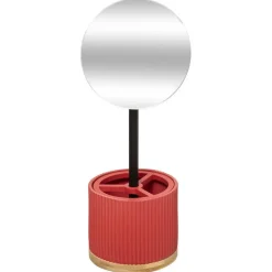 5five Make-up organizer/opberger met spiegel 14 x 14 x 35 cm zalmroze