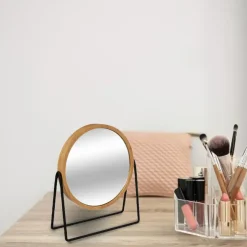 5five Make-up spiegel - 3x zoom - bamboe/hout - 17 x 20 cm - bruin/zwart Online