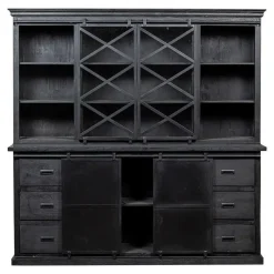 Mangohoutonline - Buffetkast Denver Black 200x220cm Rechthoekig - Zwart - Mahom Hot