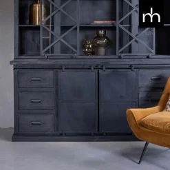 Mangohoutonline - Buffetkast Denver Black 200x220cm Rechthoekig - Zwart - Mahom Hot