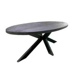 Mangohoutonline - Eettafel Tulsa Black 180x100cm Ovaal - Zwart - Mahom New
