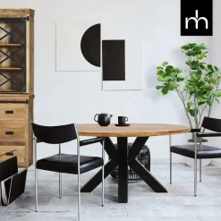 Mangohoutonline - Eettafel Madison 150cm Rond - Bruin - Mahom Hot