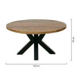 Mangohoutonline - Eettafel Madison 150cm Rond - Bruin - Mahom Hot