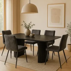 Mangohoutonline - Eettafel Lucia Black 210x100cm Rechthoekig - Zwart - Mahom Outlet