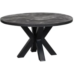 Mangohoutonline - Eettafel Madison Black Ø 150 Rond - Zwart - Mahom Discount