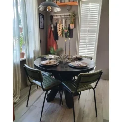 Mangohoutonline - Eettafel Madison Black Ø 150 Rond - Zwart - Mahom Discount