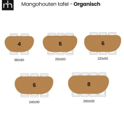 Mangohoutonline - Eettafel Organisch Alessia 240x110cm - Bruin - Mahom Hot