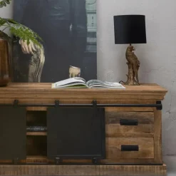 Mangohoutonline - TV Meubel Portland 140cm Rechthoekig - Bruin - Mahom New