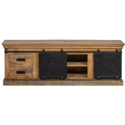 Mangohoutonline - TV Meubel Portland 140cm Rechthoekig - Bruin - Mahom New