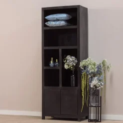 Mangohoutonline - Wandkast Phoenix 80cm 5 Open Vakken, 2 Deuren Rechthoekig Hot