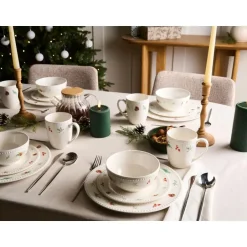 Leen Bakker MARJORAM - 16-delige serviesset - Wit - Porselein Hot