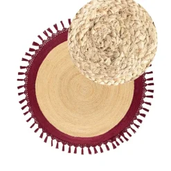 Leen Bakker MARTS - Vloerkleed - Donkerrood - 140 cm - Jute Clearance