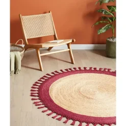 Leen Bakker MARTS - Vloerkleed - Donkerrood - 140 cm - Jute Clearance