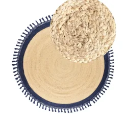 Leen Bakker MARTS - Vloerkleed - Donkerblauw - 200 cm - Jute Outlet