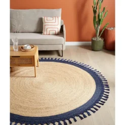 Leen Bakker MARTS - Vloerkleed - Donkerblauw - 200 cm - Jute Outlet