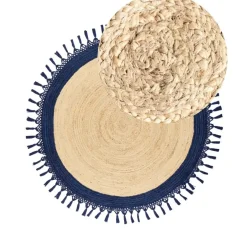 Leen Bakker MARTS - Vloerkleed - Donkerblauw - 140 cm - Jute Hot