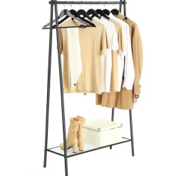 Songmics Matzwart kledingrek met stalen structuur en ophangrail Discount