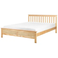 Beliani MAYENNE - Tweepersoonsbed - Lichtbruin - 140 x 200 cm - Dennenhout Outlet