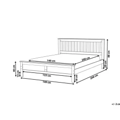 Beliani MAYENNE - Tweepersoonsbed - Grijs - 140 x 200 cm - Dennenhout Outlet