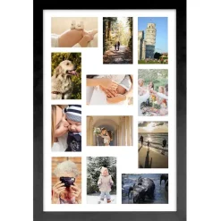 Merkloos MDF Fotokader - voor 12 Foto's van 10x15cm - Fotolijst 40x60cm - Zwart Hot