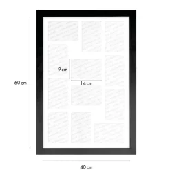 Merkloos MDF Fotokader - voor 12 Foto's van 10x15cm - Fotolijst 40x60cm - Zwart Hot
