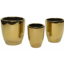 Mega Collections Bloempot Emperor - rond - goud - D26 x H35 cm Discount