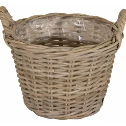 Mega Collections Plantenmand - rotan - naturel - D20 x H16 cm
