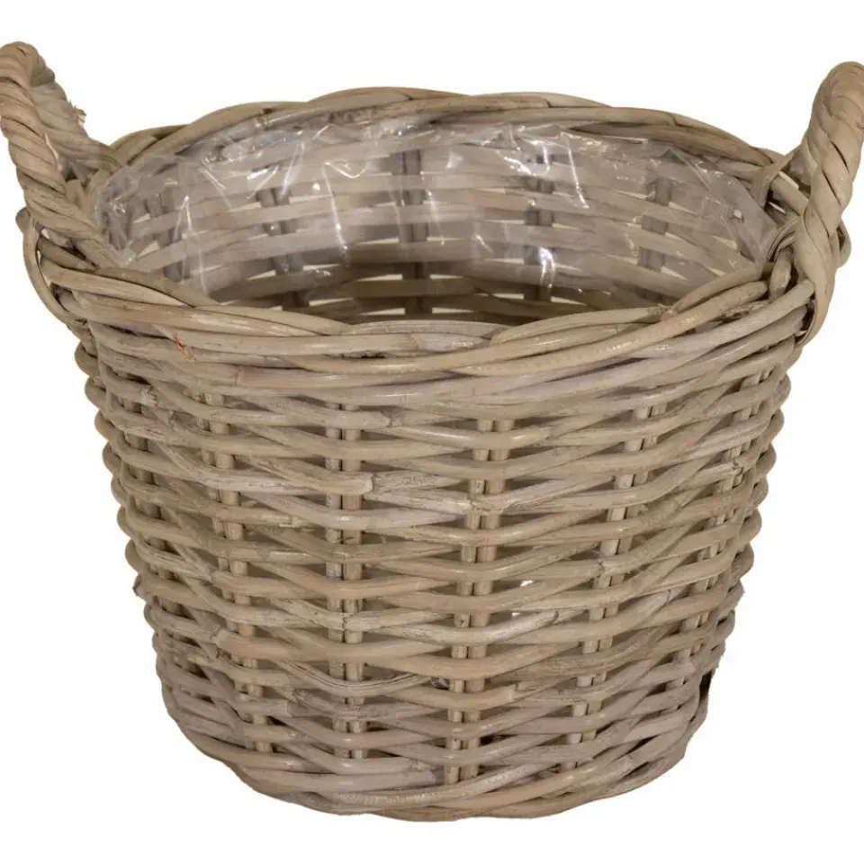 Mega Collections Plantenmand - rotan - naturel - D20 x H16 cm