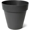 Mega Collections Plantenpot/bloempot - kunststof - zwart - D26 cm