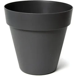 Mega Collections Plantenpot/bloempot - kunststof - zwart - D26 cm