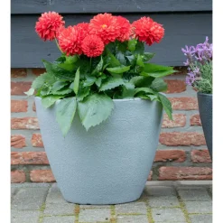 Mega Collections Plantenpot/bloempot - kunststof - grijs - D50 cm