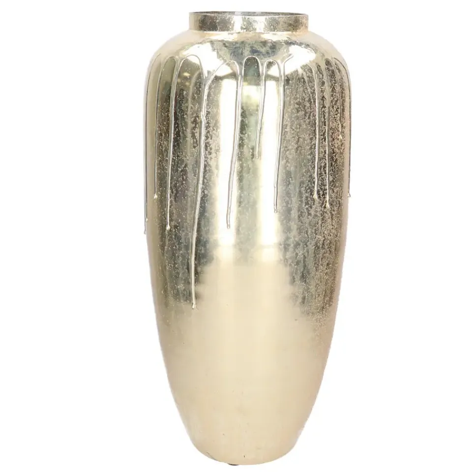 Mega Collections Vaas Oman Drip - goud - glas - D24 x H53 cm Discount