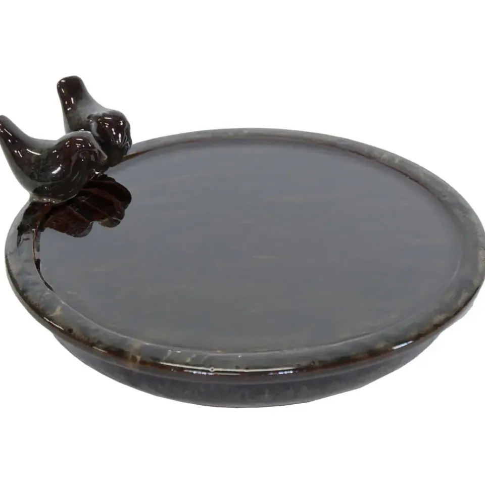 Mega Collections vogelbad/voederschaal - bruin - D30 x H11cm New