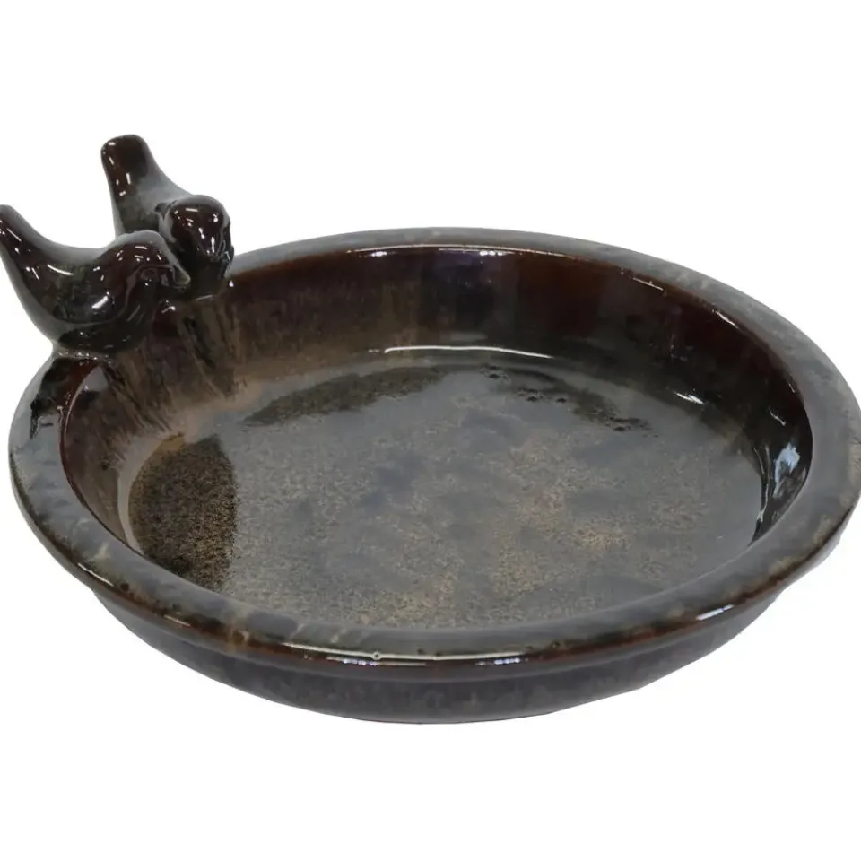 Mega Collections vogelbad/voederschaal - bruin - D30 x H11cm New