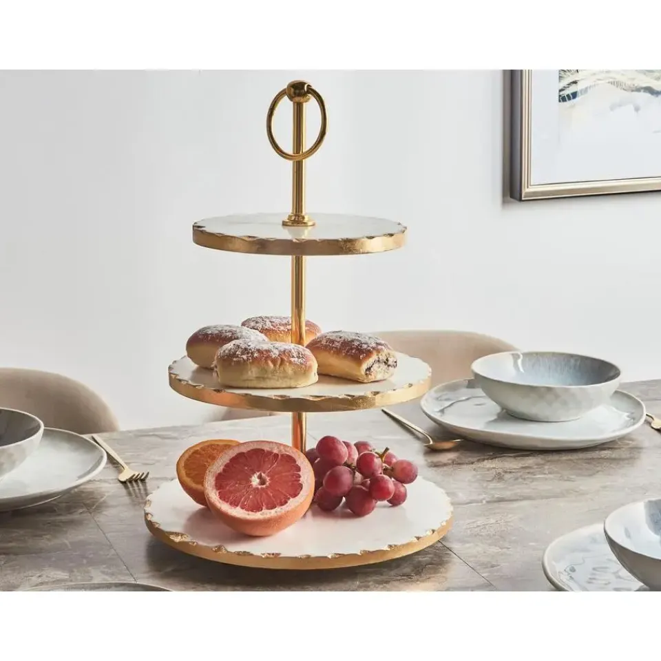 Beliani MEGARA - Etagère - Wit/Goud - Marmer Clearance