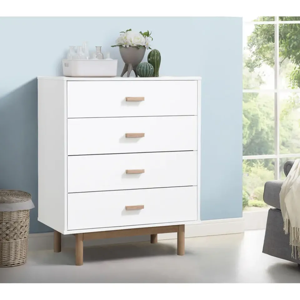 Loft24 Melanie - Commode met 4 laden in spaanplaat van wit eiken Clearance