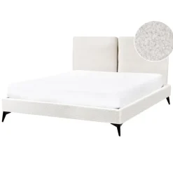 Beliani MELLE - Tweepersoonsbed - Gebroken wit - 140 x 200 cm - Bouclé Outlet