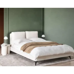 Beliani MELLE - Tweepersoonsbed - Gebroken wit - 140 x 200 cm - Bouclé Outlet