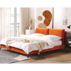 Beliani MELLE - Tweepersoonsbed - Oranje - 180 x 200 cm - Fluweel Best