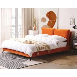 Beliani MELLE - Tweepersoonsbed - Oranje - 160 x 200 cm - Fluweel Hot