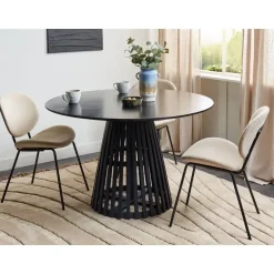Beliani MESILLA - Ronde eettafel - Zwart - 120 cm - Acaciahout Outlet
