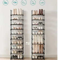 Merkloos Metalen Schoenenrek met 10 Planken, Standplank, Multifunctioneel Best