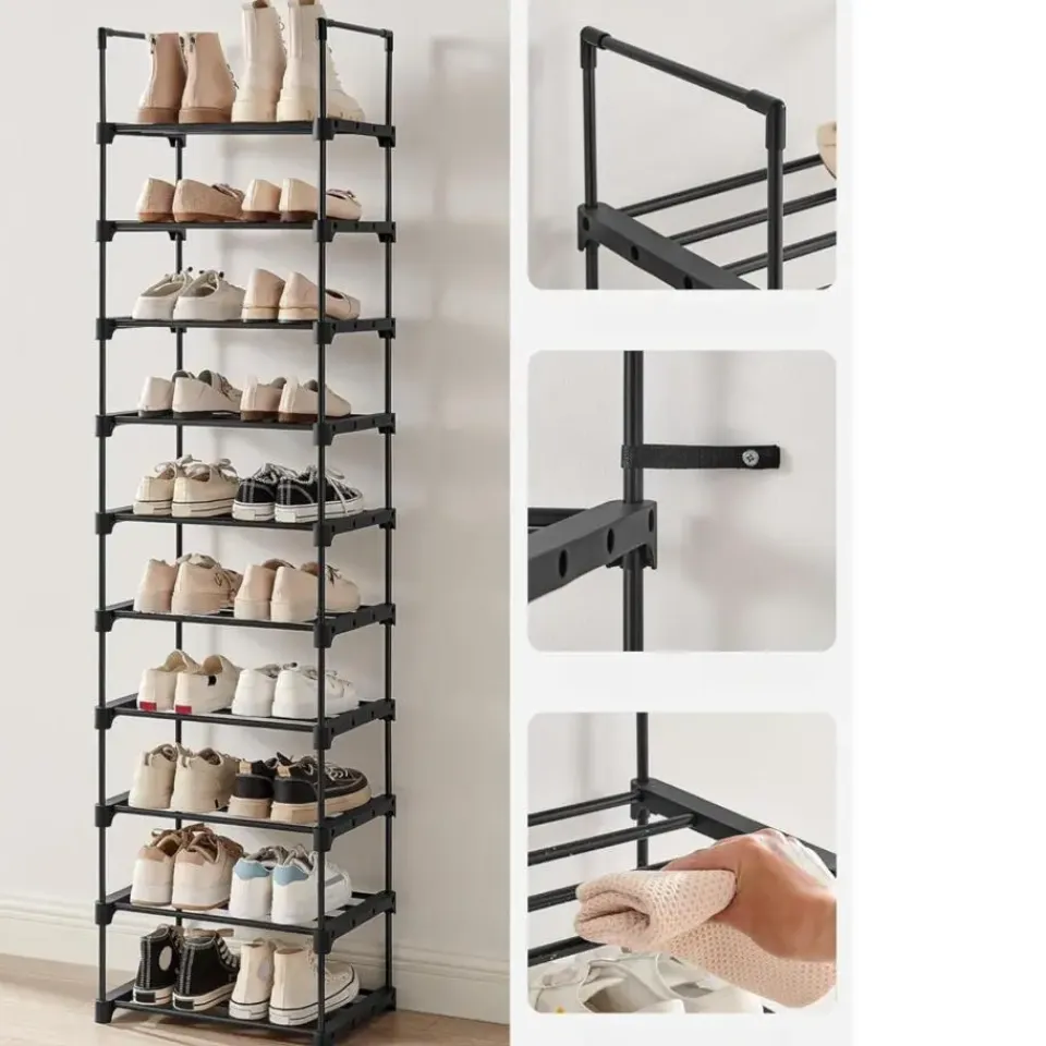 Merkloos Metalen Schoenenrek met 10 Planken, Standplank, Multifunctioneel Best