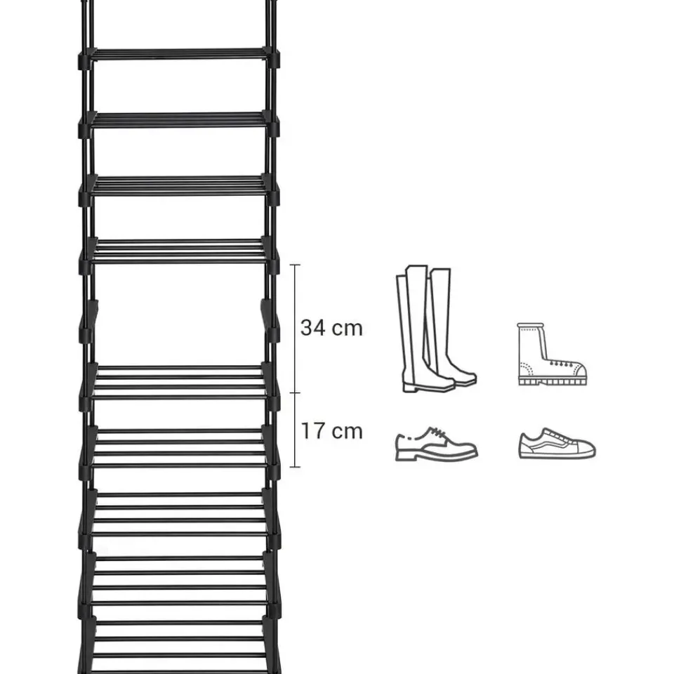 Merkloos Metalen Schoenenrek met 10 Planken, Standplank, Multifunctioneel Best