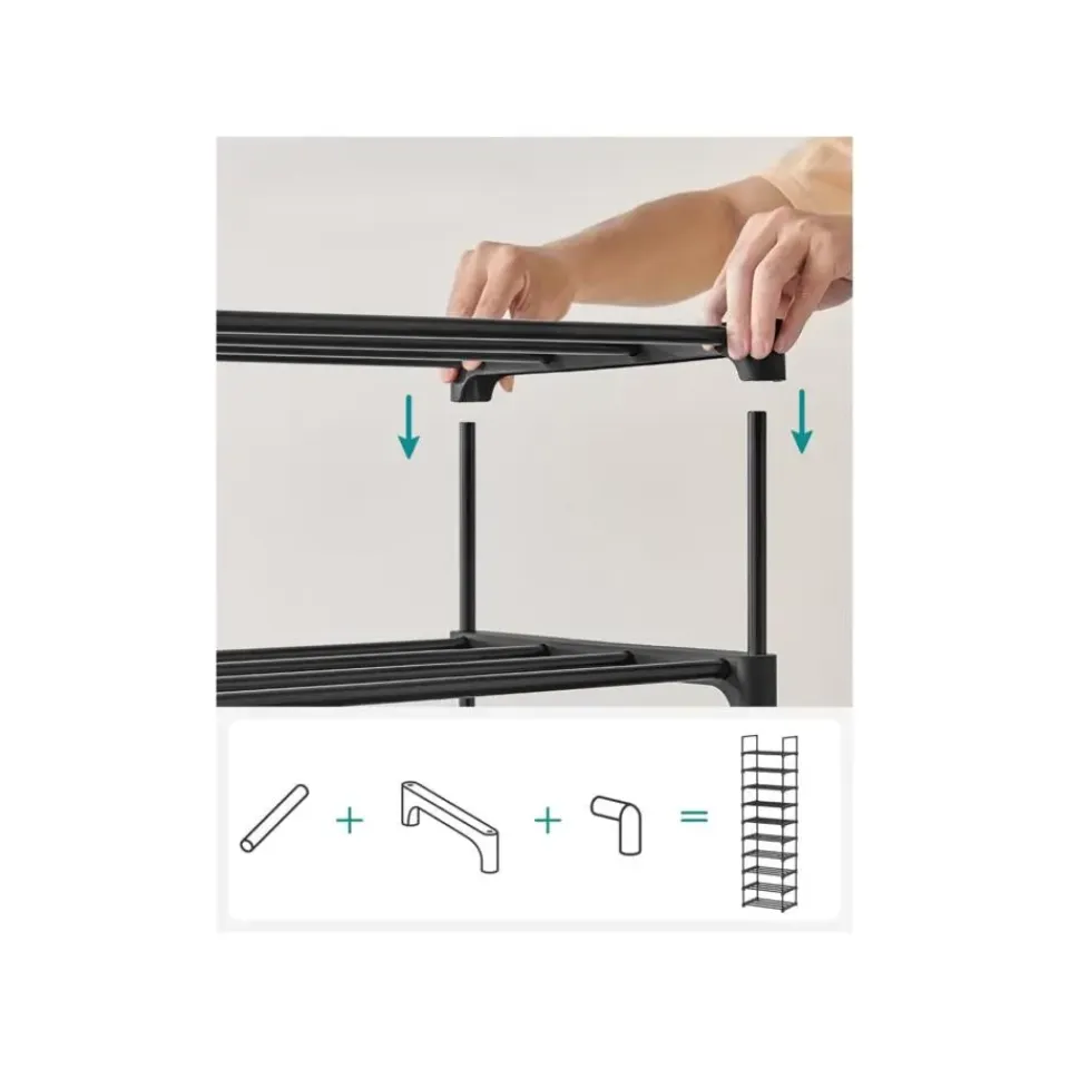 Merkloos Metalen Schoenenrek met 10 Planken, Standplank, Multifunctioneel Best