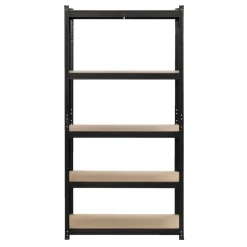Leen Bakker Metalen stellingkast - zwart - 90x45x180 cm