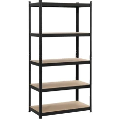 Leen Bakker Metalen stellingkast - zwart - 90x45x180 cm