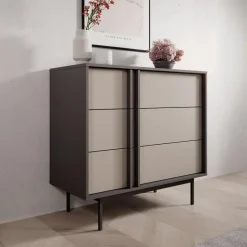 Meubella - Antigo - Ladekast met 3 lades - Beige/Antraciet - 93x43x87 cm New