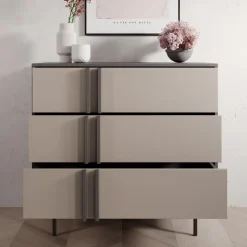 Meubella - Antigo - Ladekast met 3 lades - Beige/Antraciet - 93x43x87 cm New